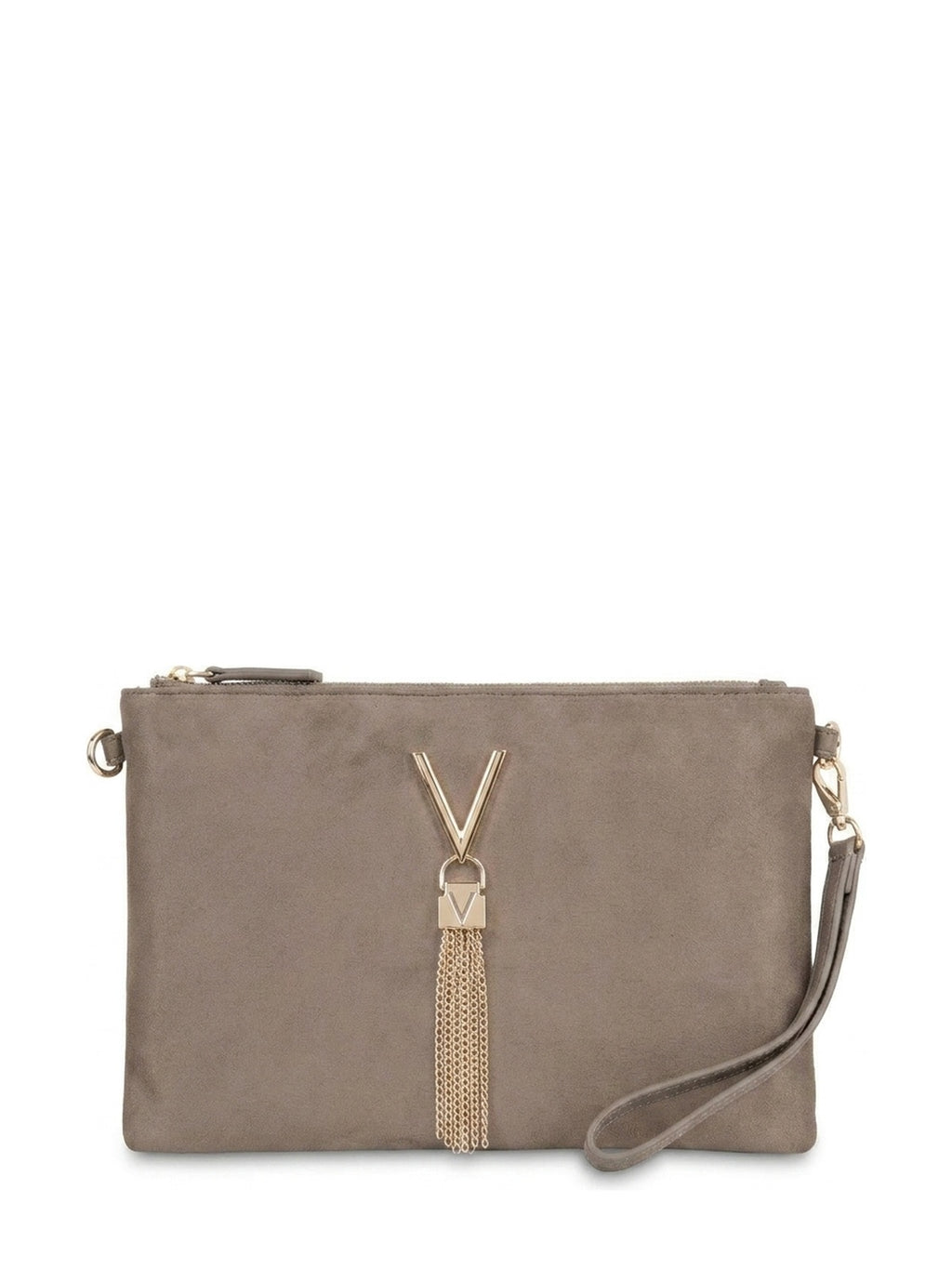 Women's Valentino Divina Winter Pochette Faux Suede Bag In Taupe