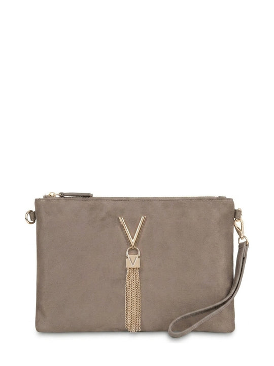 Women's Valentino Divina Winter Pochette Faux Suede Bag In Taupe