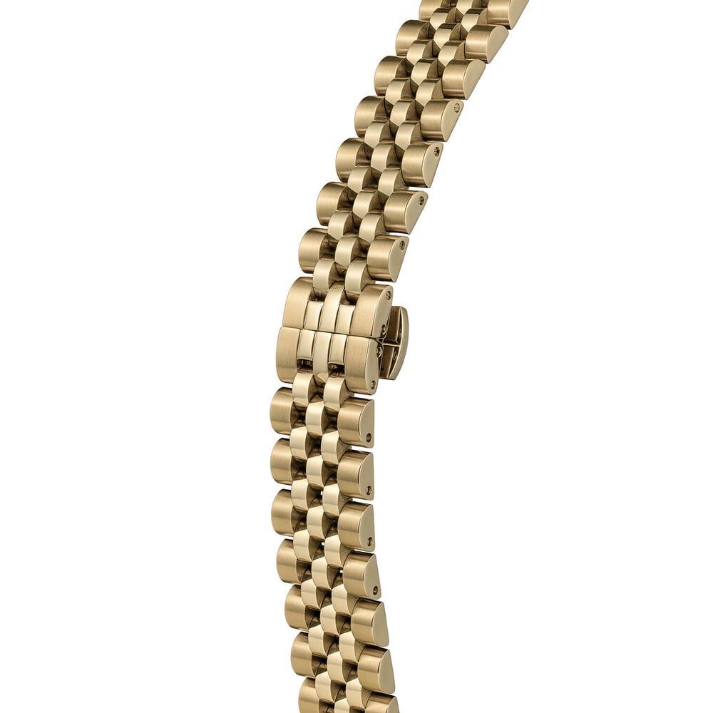 Gold watch band.
