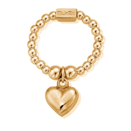 ChloBo Mini Puffed Heart Ring Silver Gold Plated