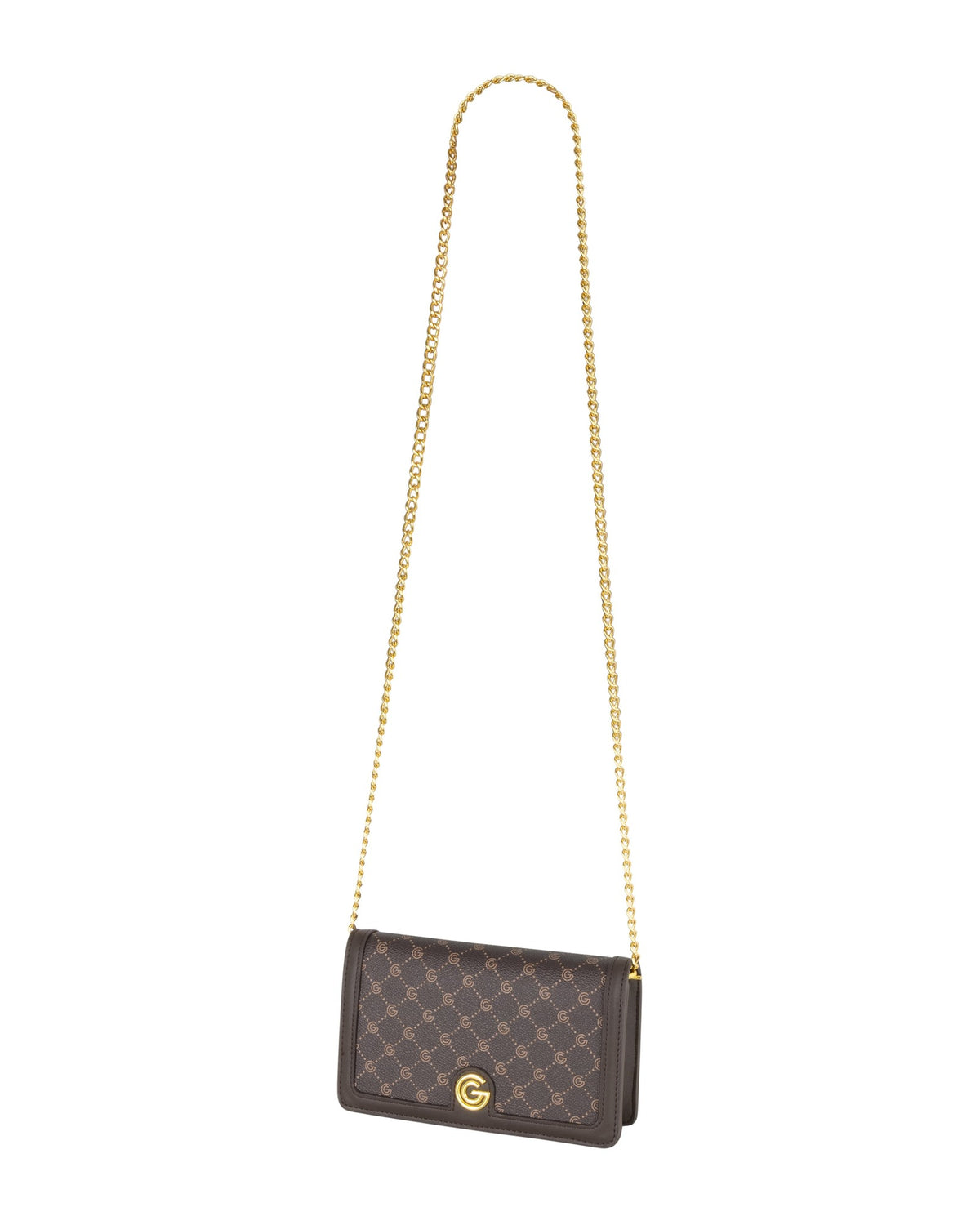 Women's Gabriella G Queen Bicolor Monogram Wallet on Chain Brown