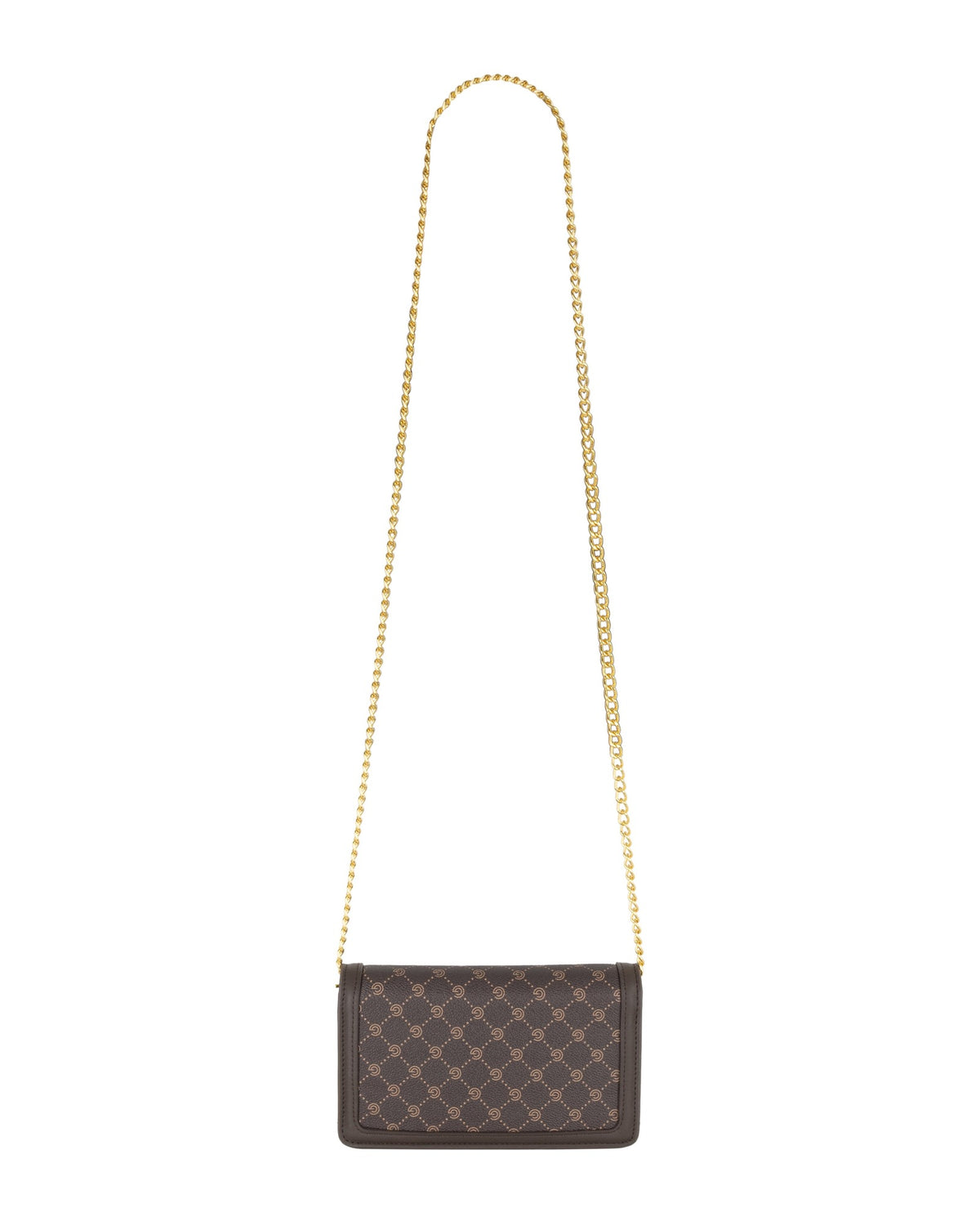 Women's Gabriella G Queen Bicolor Monogram Wallet on Chain Brown