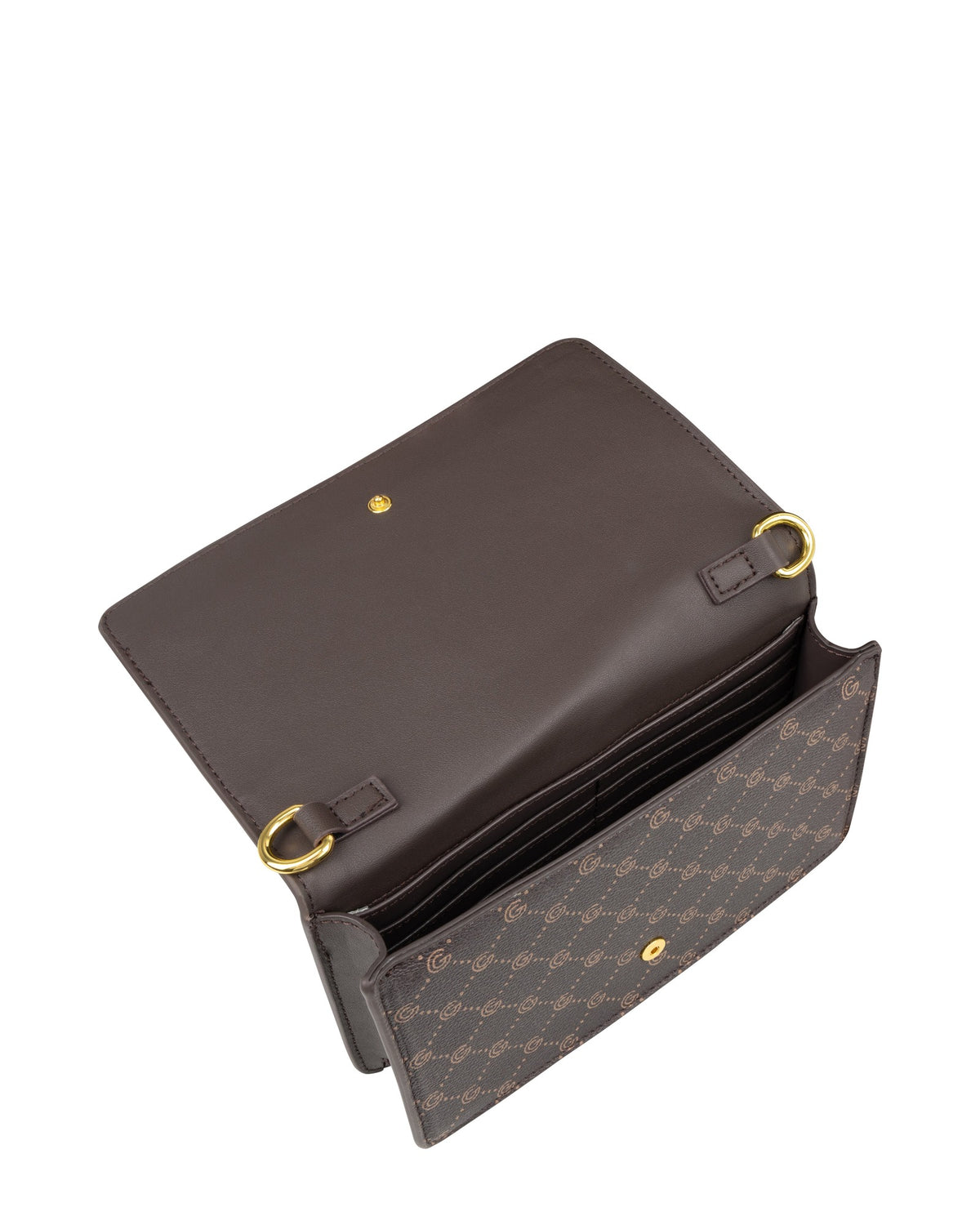Women's Gabriella G Queen Bicolor Monogram Wallet on Chain Brown