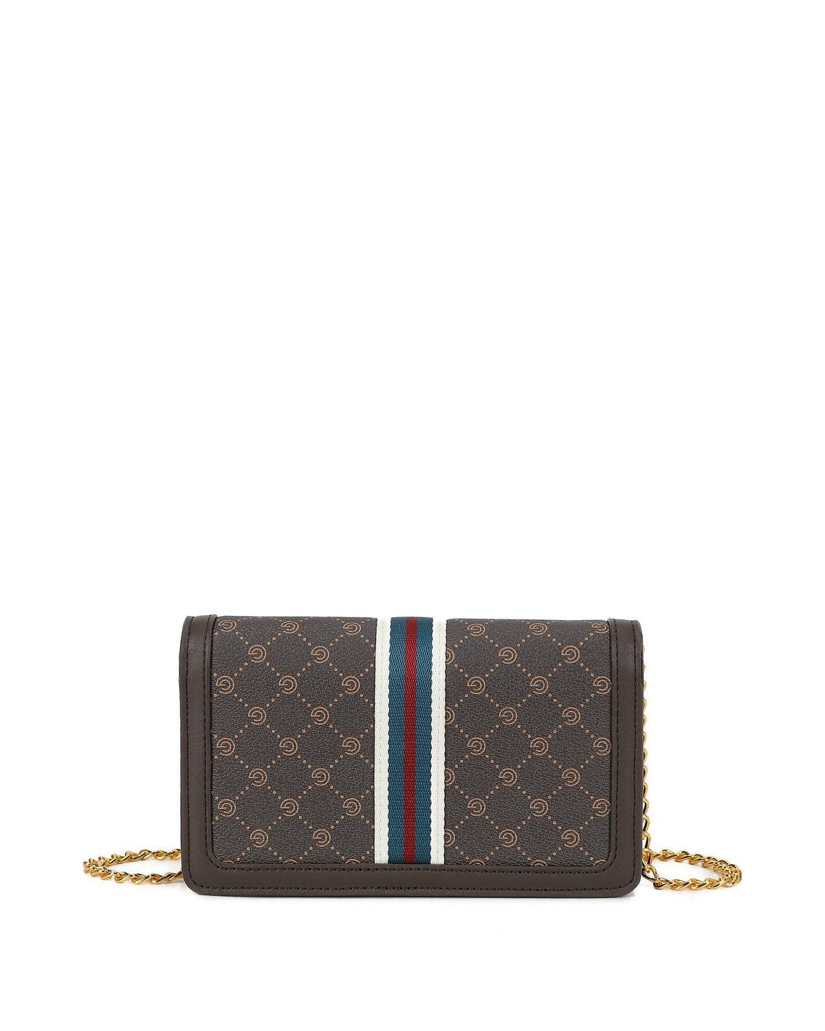 Women's Gabriella G Queen Strip Monogram Wallet on Chain Brown