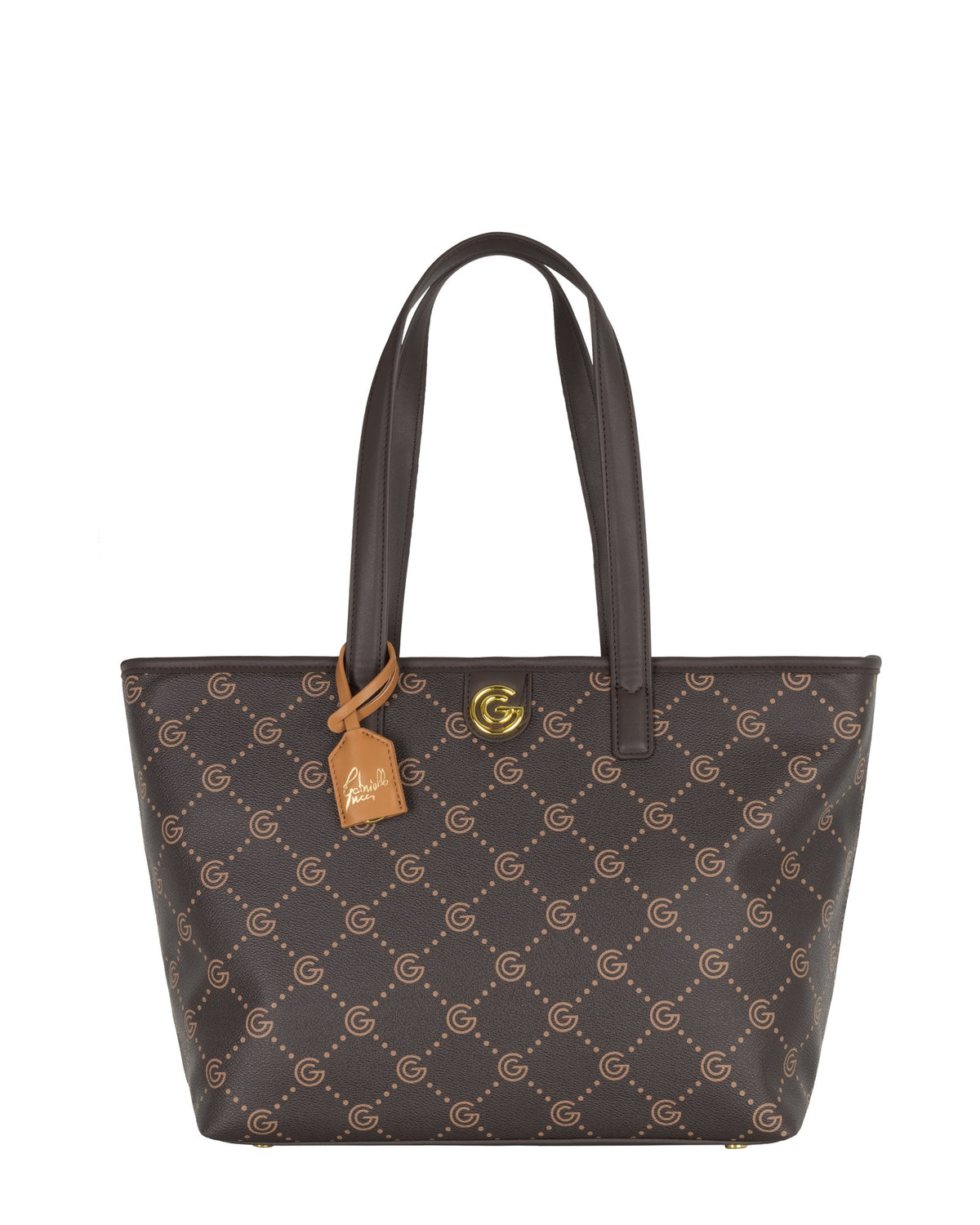 Women's Gabriella G Tiziana Bicolor Monogram Shopping Bag Brown