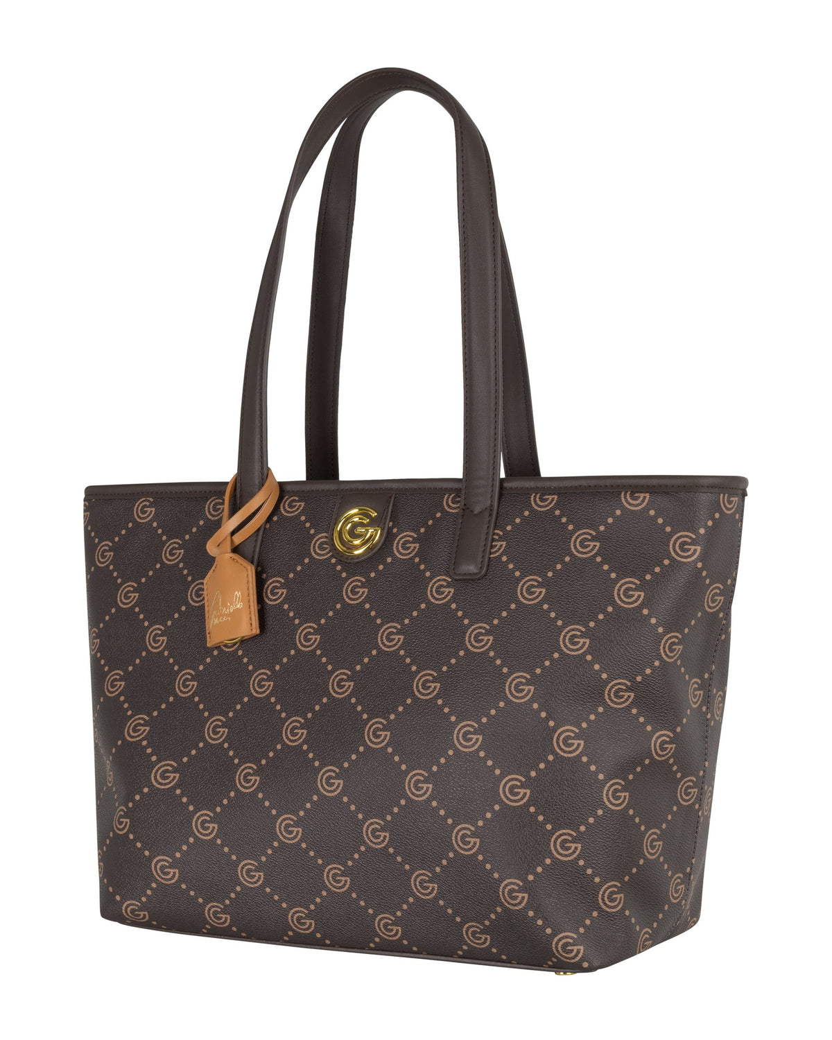 Women's Gabriella G Tiziana Bicolor Monogram Shopping Bag Brown