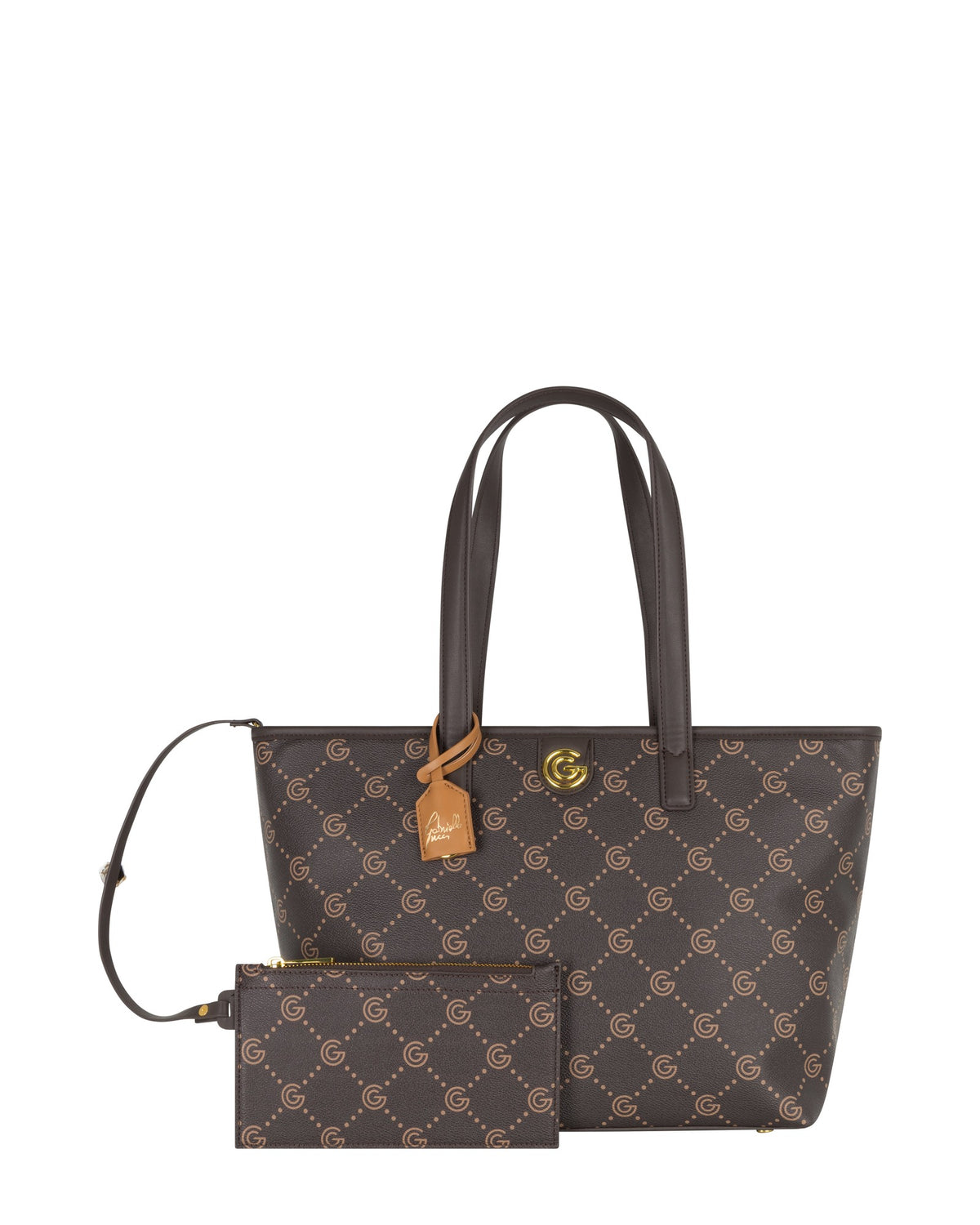 Women's Gabriella G Tiziana Bicolor Monogram Shopping Bag Brown