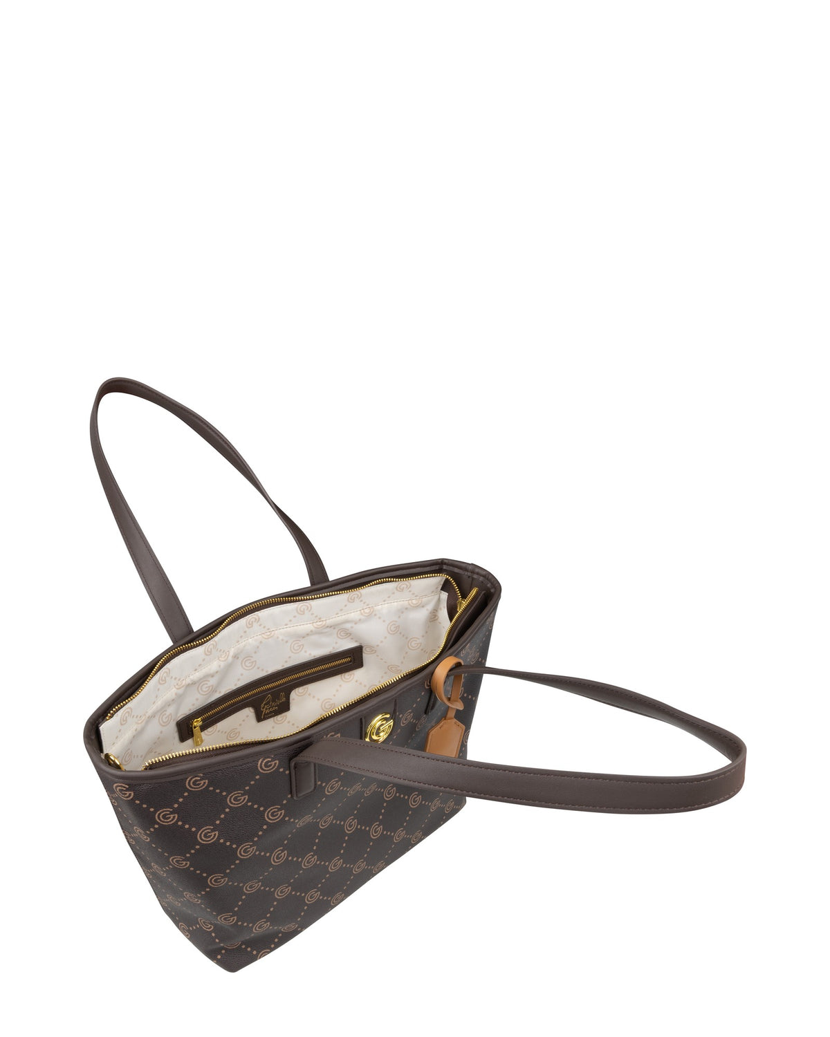 Women's Gabriella G Tiziana Bicolor Monogram Shopping Bag Brown