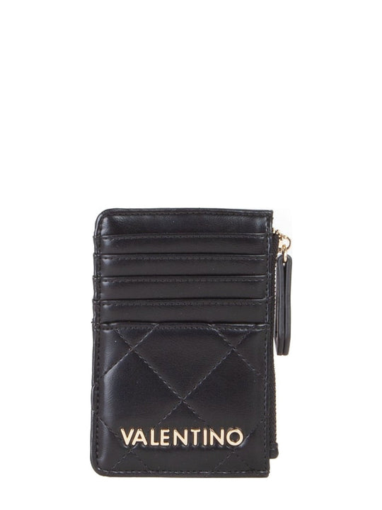 Women's Valentino Bags Black Quilted Credit Card Wallet