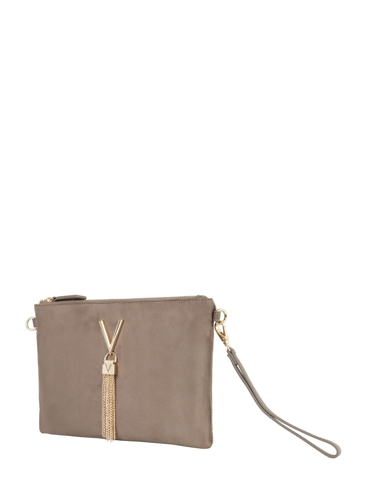 Women's Valentino Divina Winter Pochette Faux Suede Bag In Taupe