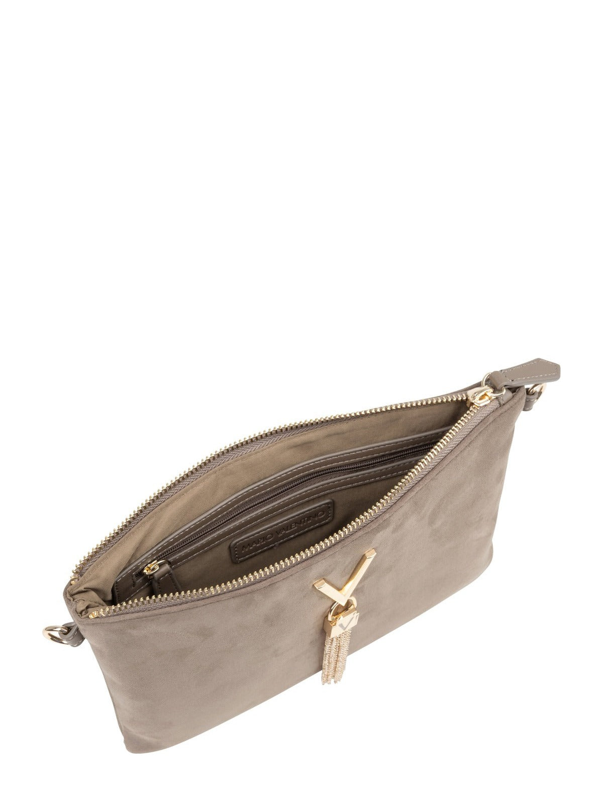 Women's Valentino Divina Winter Pochette Faux Suede Bag In Taupe
