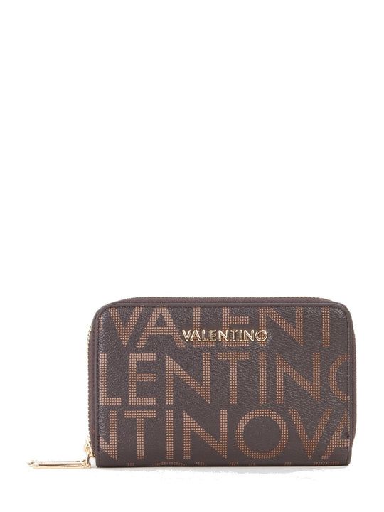Women's Valentino Regina Re Zip Around Wallet In Dark Brown