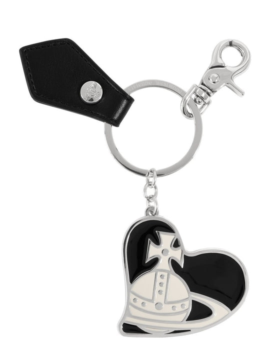 Women's Vivienne Westwood Orb Heart Keyring Black Silver