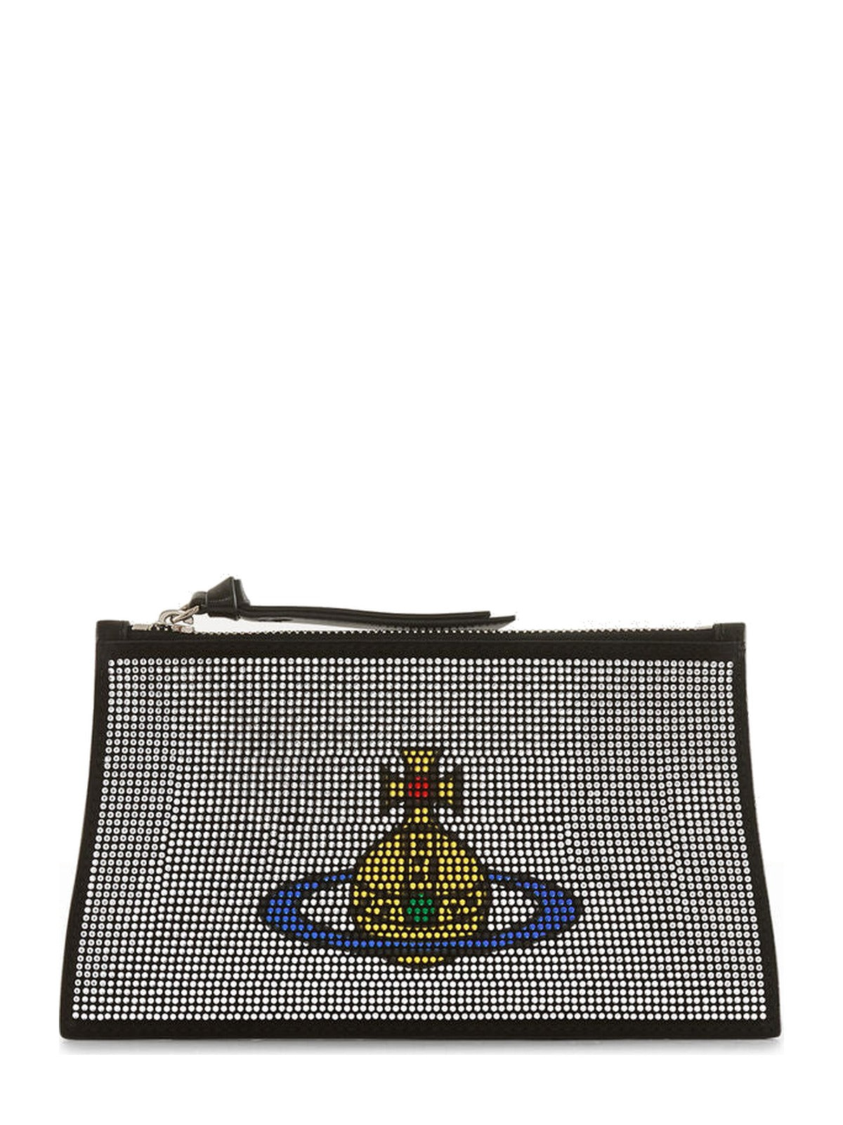 Womens Vivienne Westwood Small Flat Zip Clutch Silver Handbag