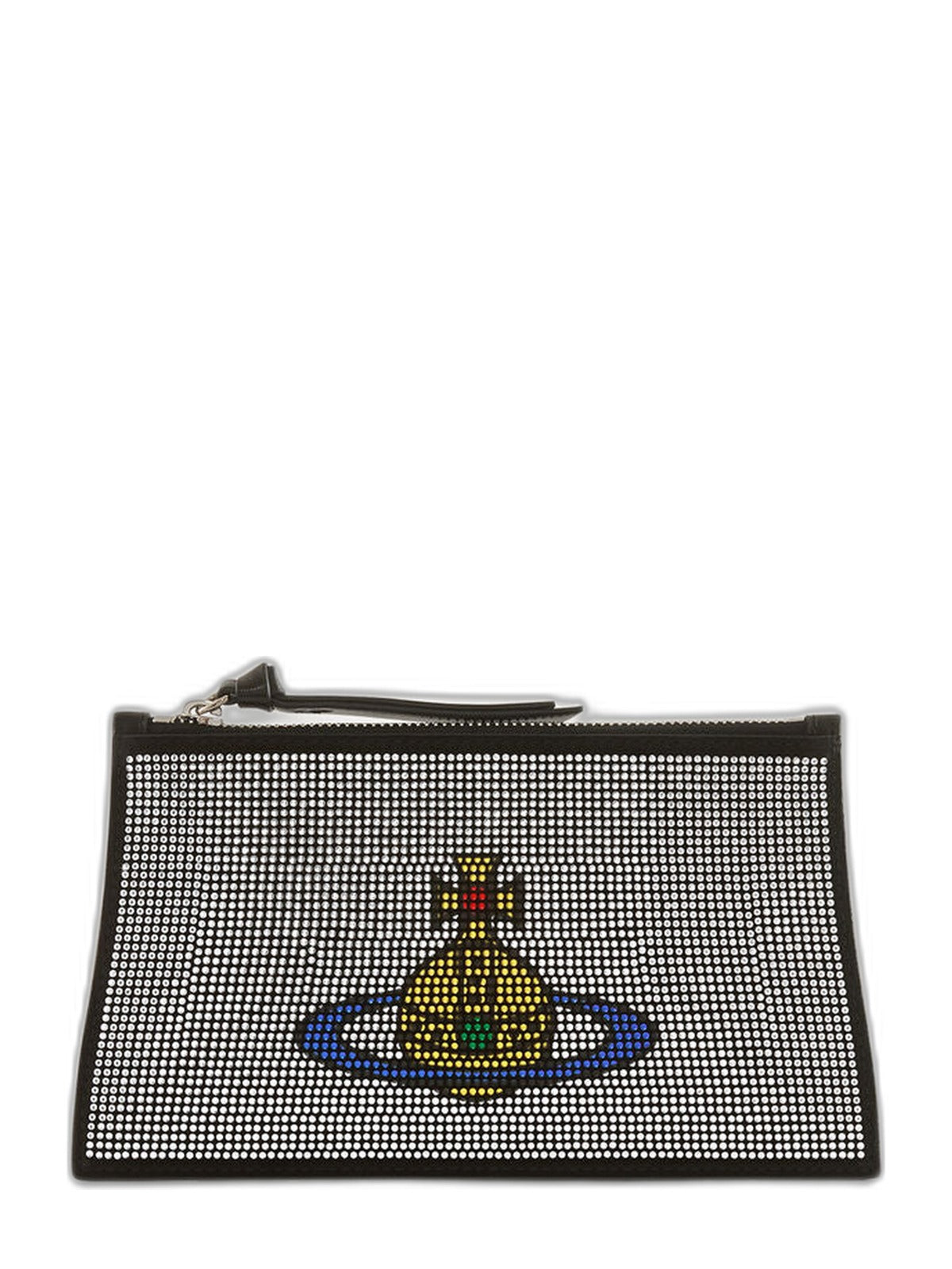 Womens Vivienne Westwood Small Flat Zip Clutch Silver Handbag