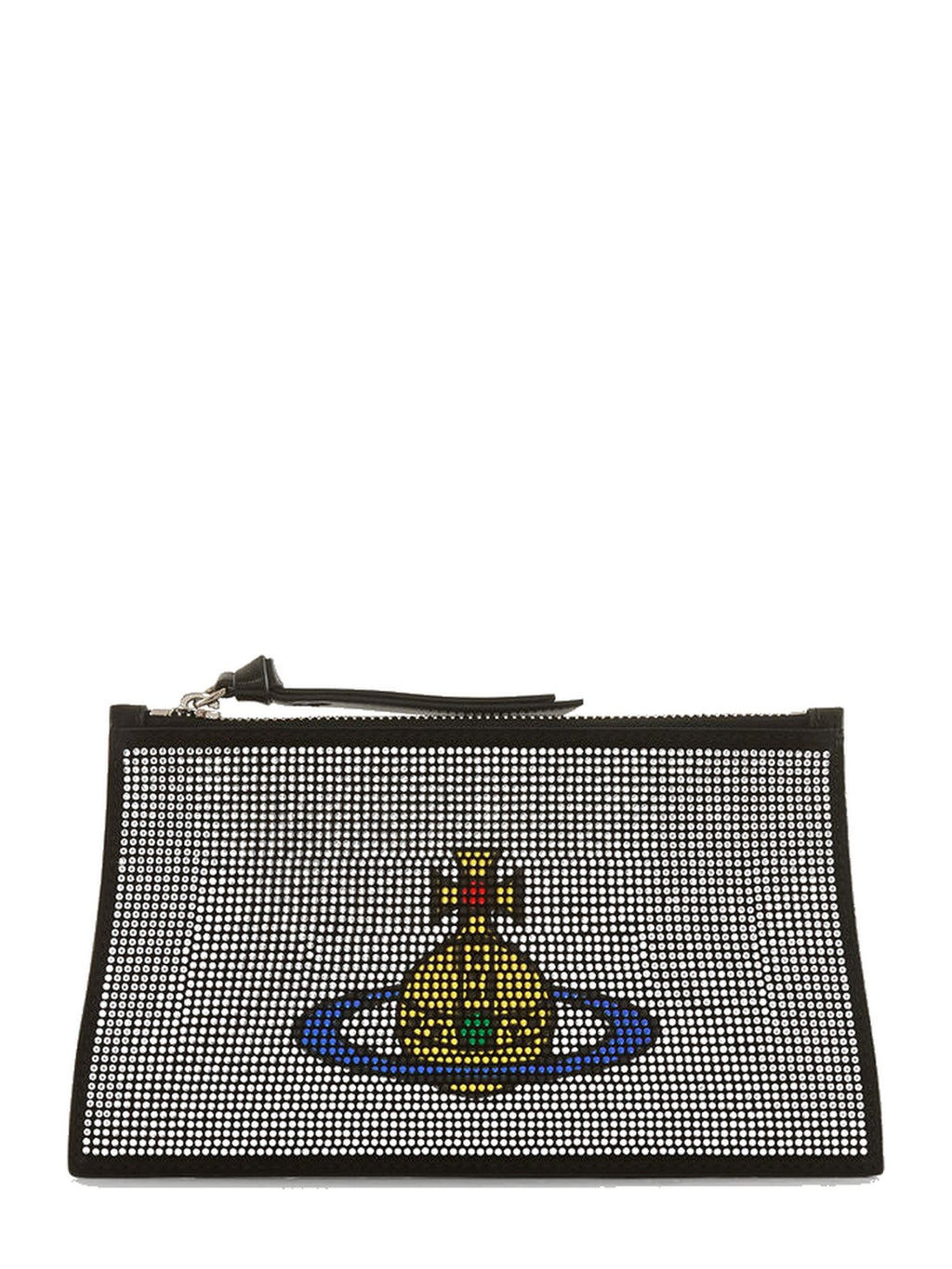 Womens Vivienne Westwood Small Flat Zip Clutch Silver Handbag