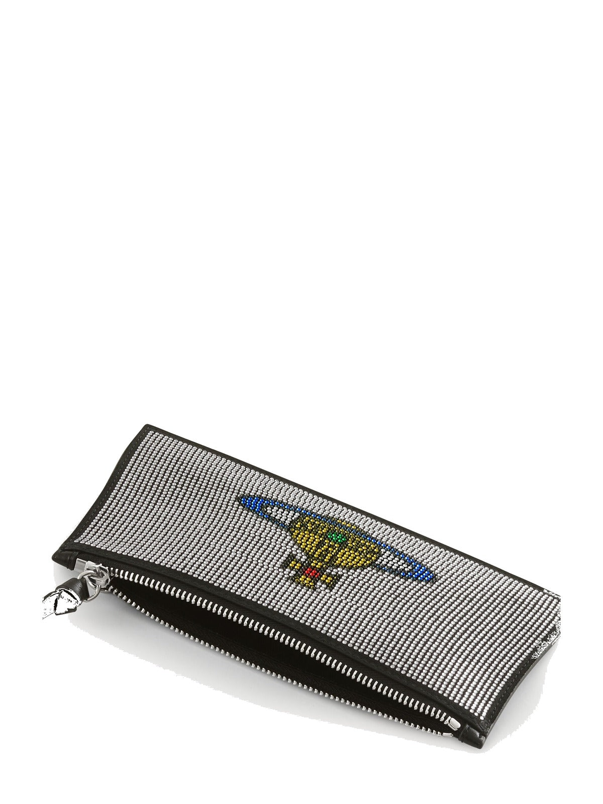 Womens Vivienne Westwood Small Flat Zip Clutch Silver Handbag