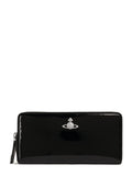 Women's Vivienne Westwood Zip Long Wallet in Black/Diamante Orb