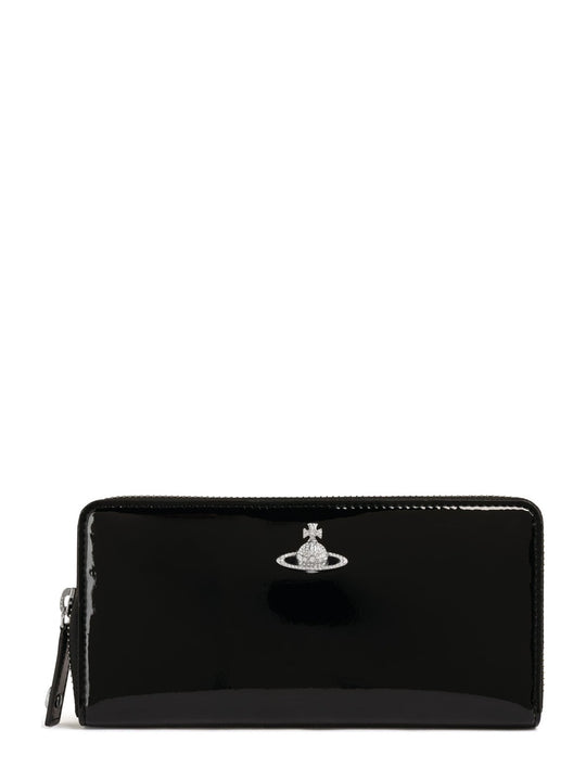 Women's Vivienne Westwood Zip Long Wallet in Black/Diamante Orb