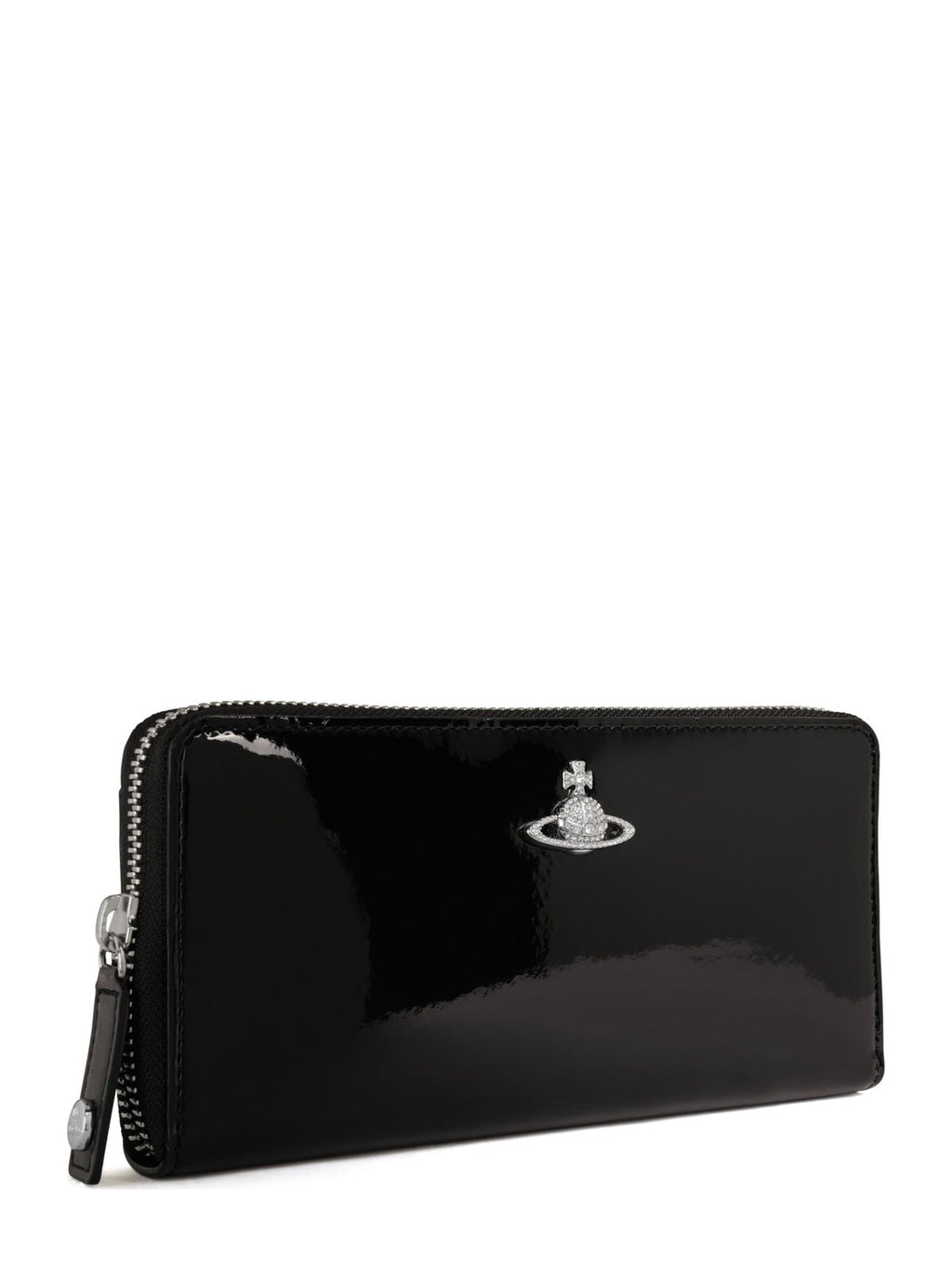 Women's Vivienne Westwood Zip Long Wallet in Black/Diamante Orb