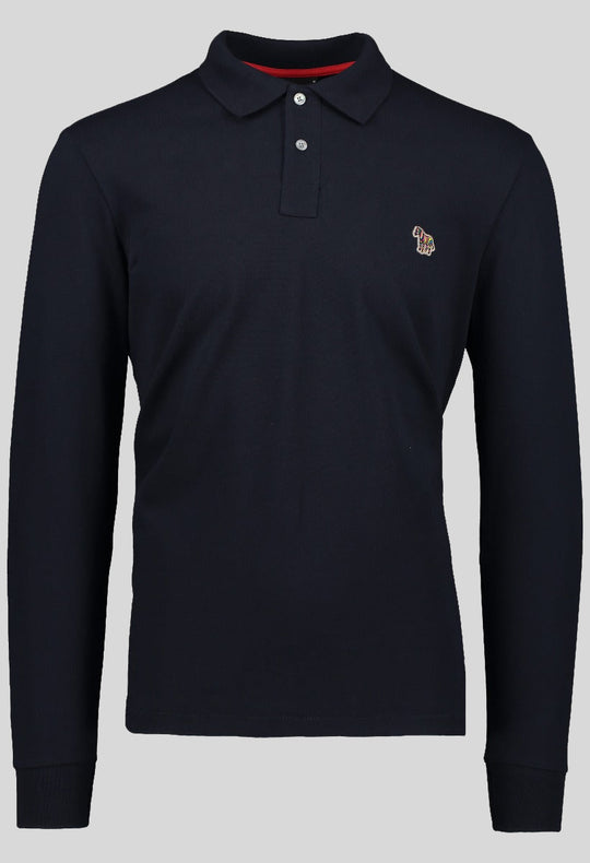 Mens Paul Smith Dark Navy Regular Fit Long Sleeve Polo Shirt