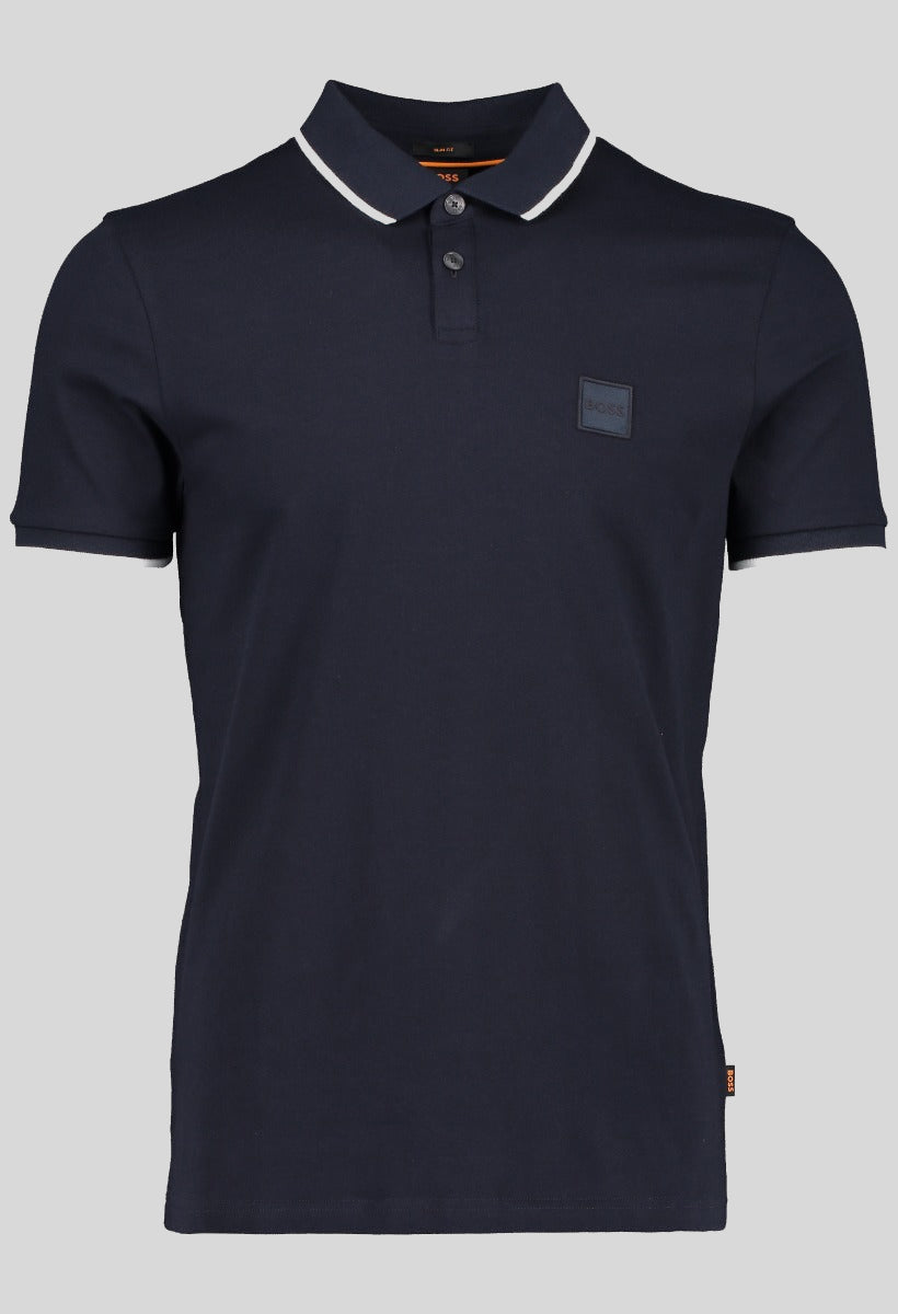 Men's BOSS Orange Passertip Dark Blue Slim Fit Polo Shirt