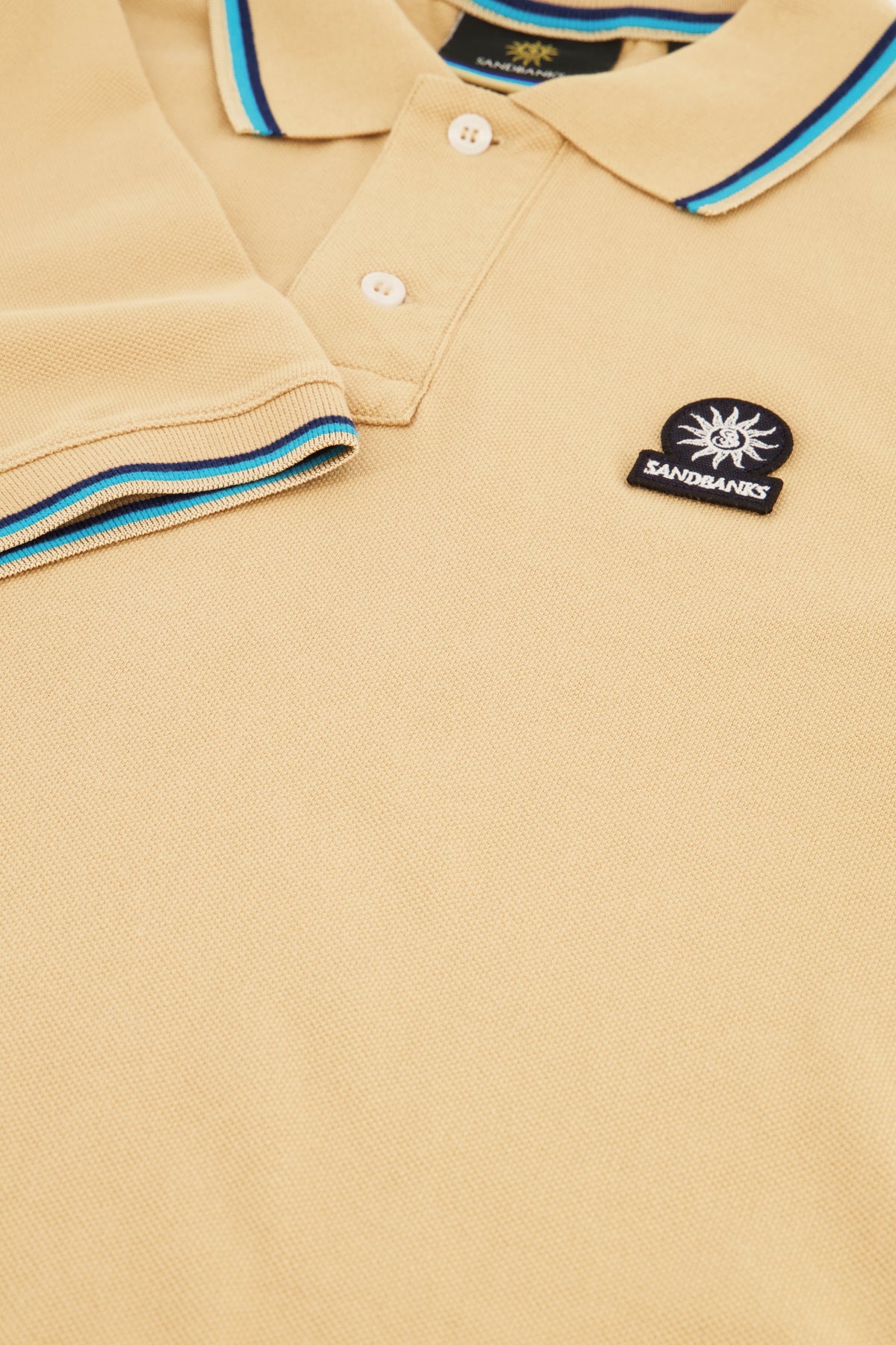 Men's Sandbanks Badge Logo Sand Polo Shirt - image 4