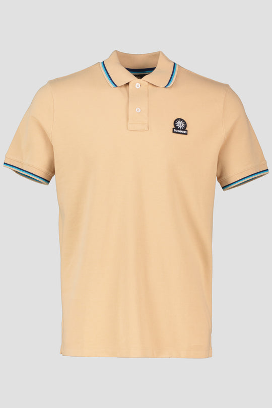 Men's Sandbanks Badge Logo Sand Polo Shirt