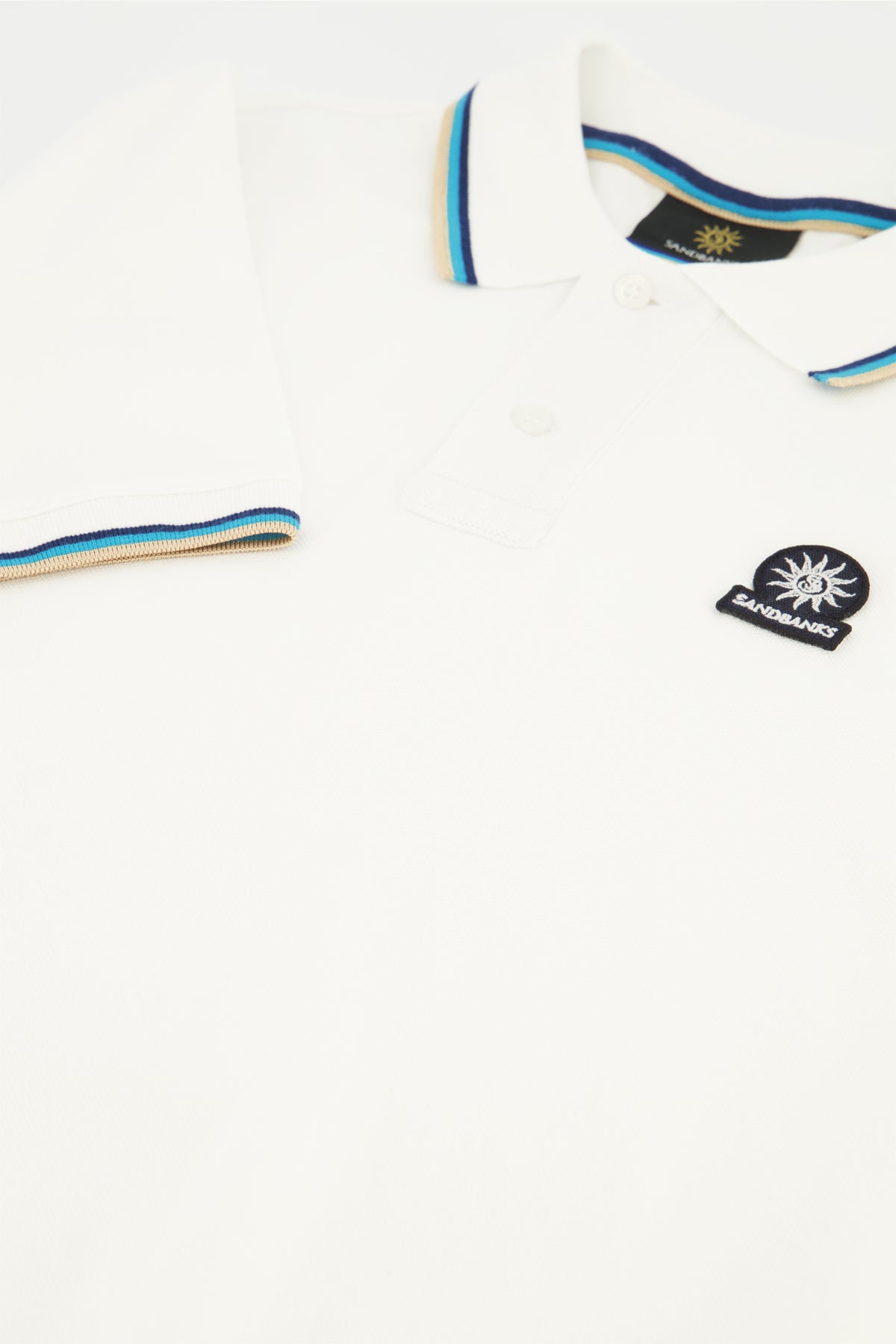 Men's Sandbanks Badge Logo White Polo Shirt - image 4